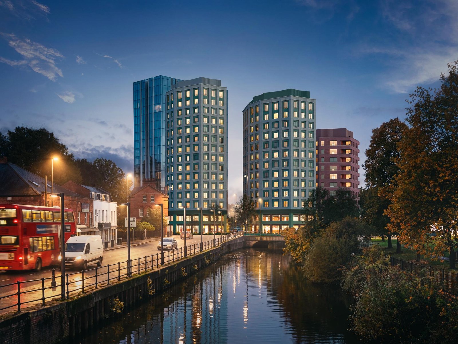 Colliers night view across waterway