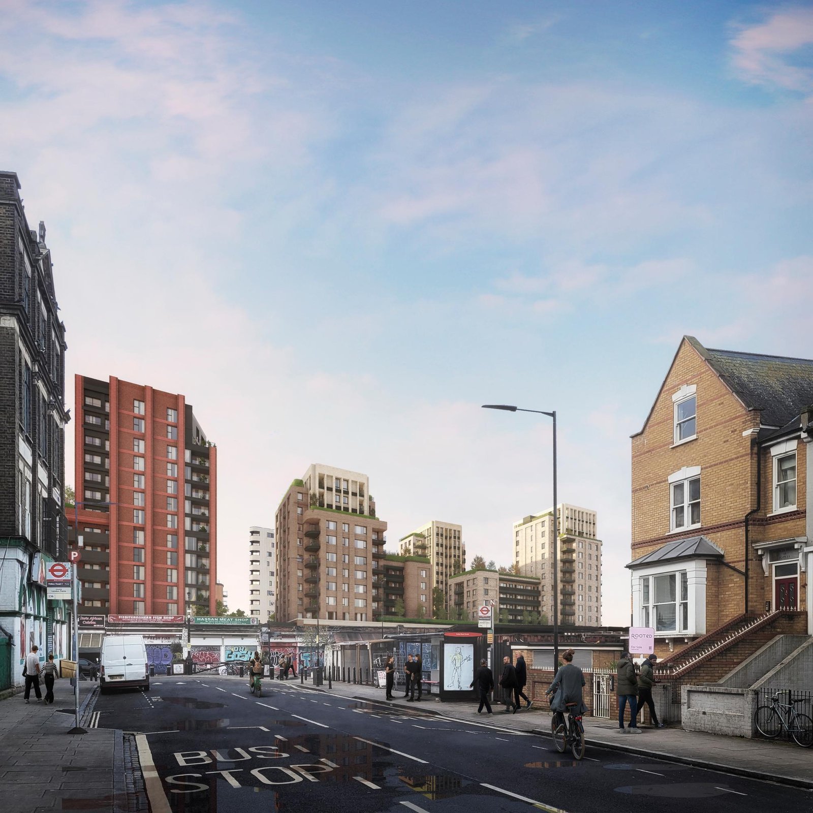 Dalston Kingsland terrace at dusk